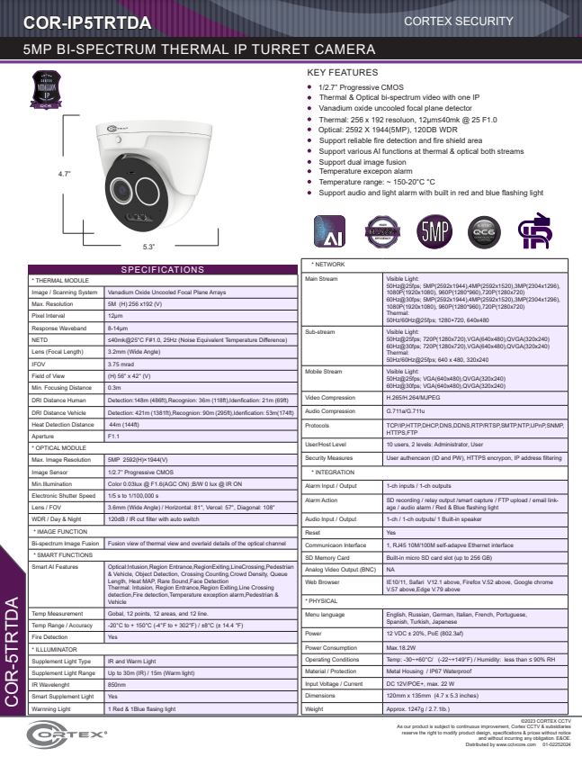 Medallion network camera, Medallion 5MP Network Turret Camera with IR and 3.6mm wide angle lens